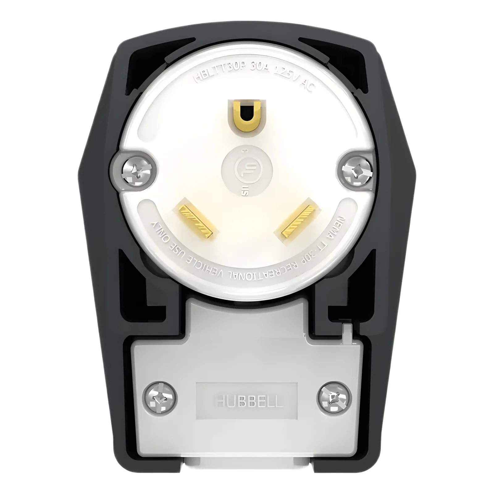 Clavija Industrial Extra Pesada / 30A 125V / NEMA TT-30P / 2 Polos 3 Hilos / Valox 553 / Grado Industrial / Uso Prolongado de Alta Corriente / Exterior UL Tipo 3R