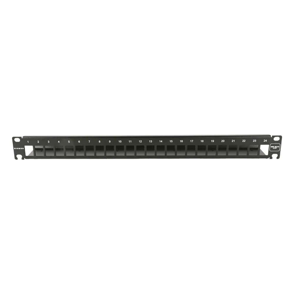 Patch Panel 10G MAX UTP / 24 Puertos Vacíos / 1U Rack 19" / Compatible Z-MAX® y UltraMAX™ / Color Negro / Administrador de Cable Integrado