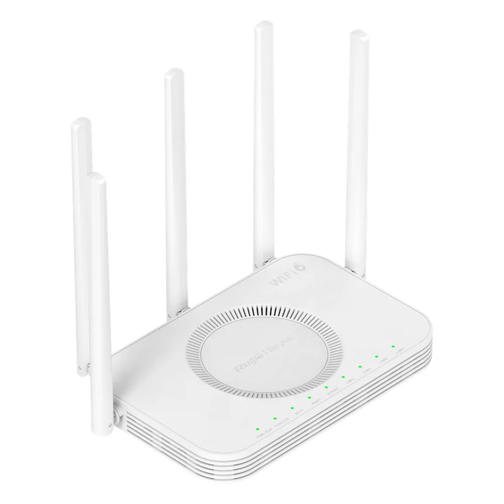 Router ONU GPON/EPON Wi-Fi 6 / 3000 Mbps (2.4 GHz + 5 GHz) / Puerto PON SC/UPC / 4 Puertos Gigabit LAN/WAN / Puerto USB 2.0 / 5 Antenas Externas / Mesh / 192 Clientes