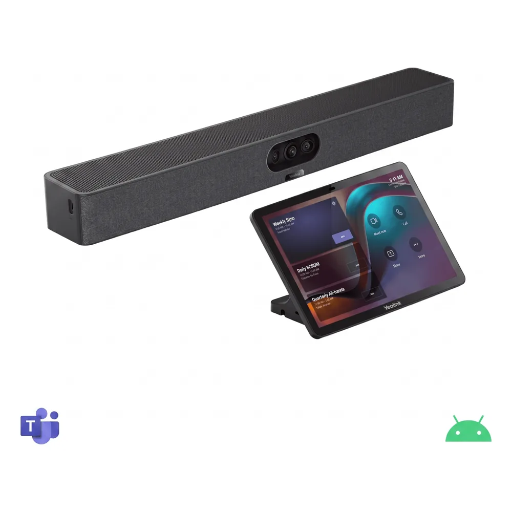 Barra de Videoconferencia A10 de Yealink para Salas Pequeñas con Android Integrado para Microsoft Teams y Modo BYOD - Incluye Panel Touch
