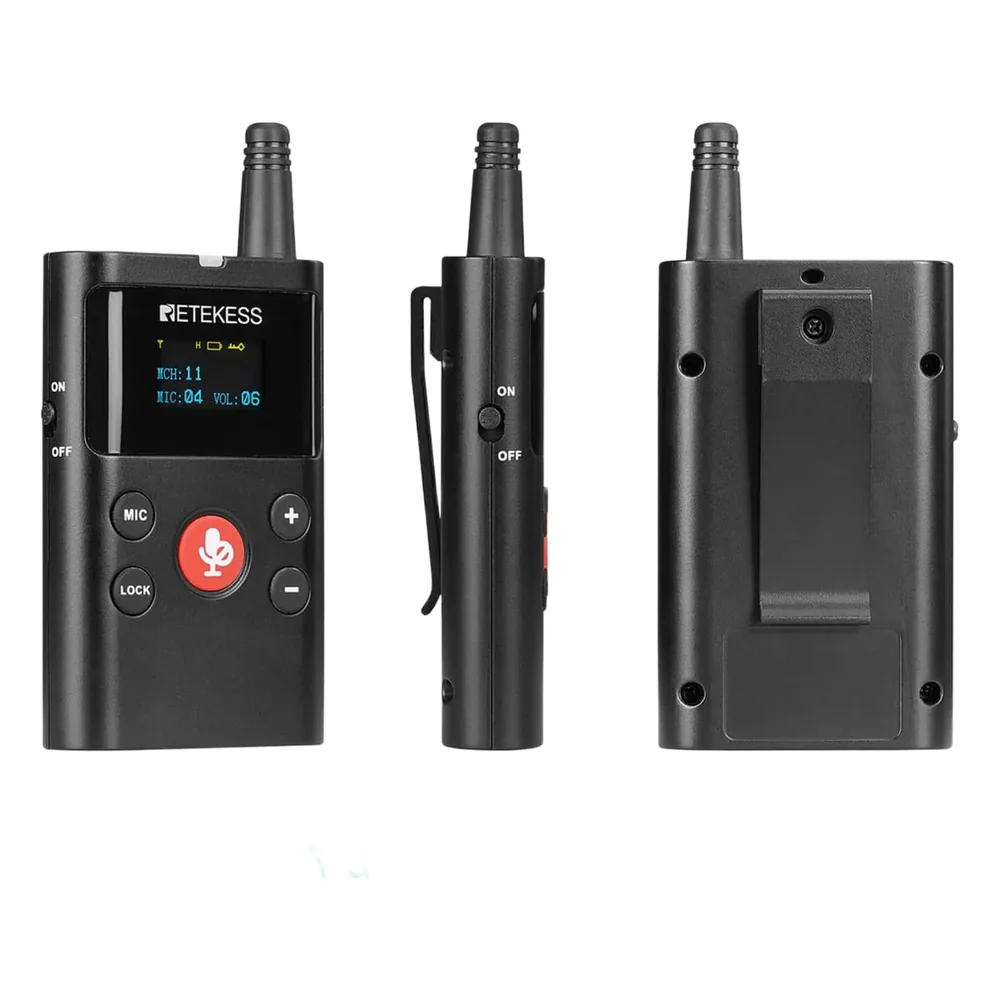 Intercomunicador Inalámbrico / Transmisor y Receptor / Frecuencia 823-832 / 863-865 MHz / 12 Canales / OLED / Batería 2500 mAh / Alcance 280 m / Carga Tipo-C