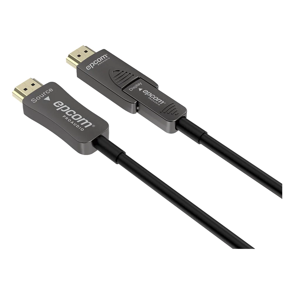 Cable HDMI Óptico Activo| 4K Real | 15 m | 18 Gbps | 4K@60Hz 4:4:4 | HDMI 2.0b | HDCP 2.2 | HDR | ARC | Conector RX Desmontable | Plug and Play