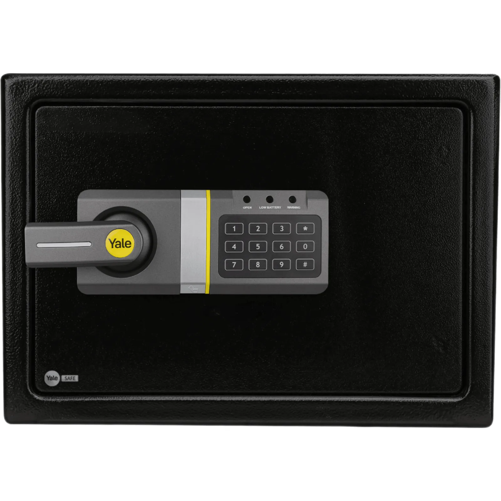 Caja Fuerte Residencial Electrónica / Apertura por Código y Llave / Medium / 350 x 250 x 250 mm (13.8 x 9.8 x 9.8 in) / Acero Reforzado / 2 Bulones / Alimentación 6 Vcc / Bloqueo por Intento Fallido