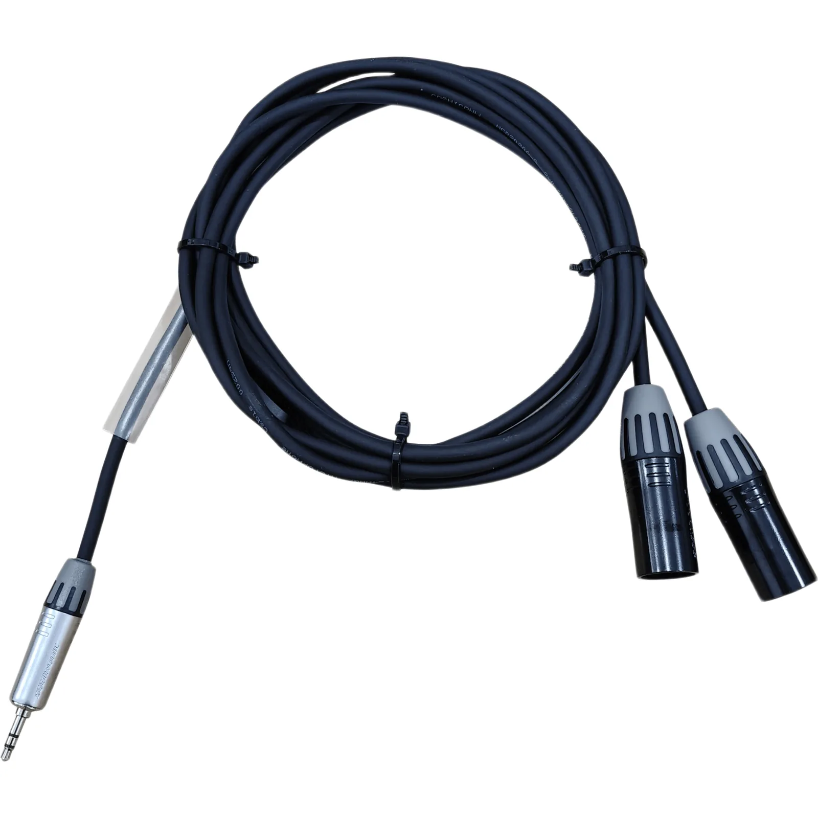 Cable de Audio | Plug 3.5mm estéreo a 2 XLR macho | Conector Seetronic Serie M MTP3C-BG - SCMM3-B | Longitud 3m