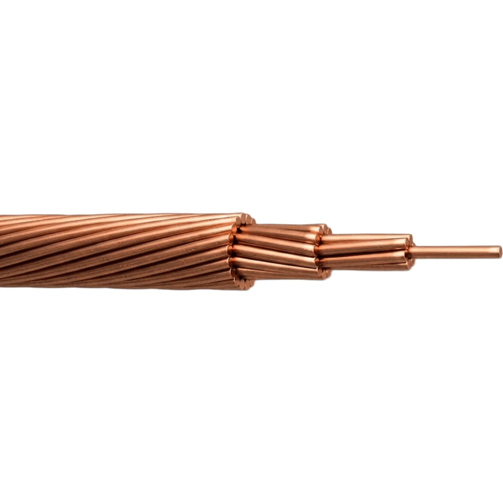 Cable de Cobre Desnudo | Calibre 1/0 AWG | Construcción Concéntrica | Alta Conductividad Eléctrica | Uso en Líneas Aéreas y Puestas a Tierra