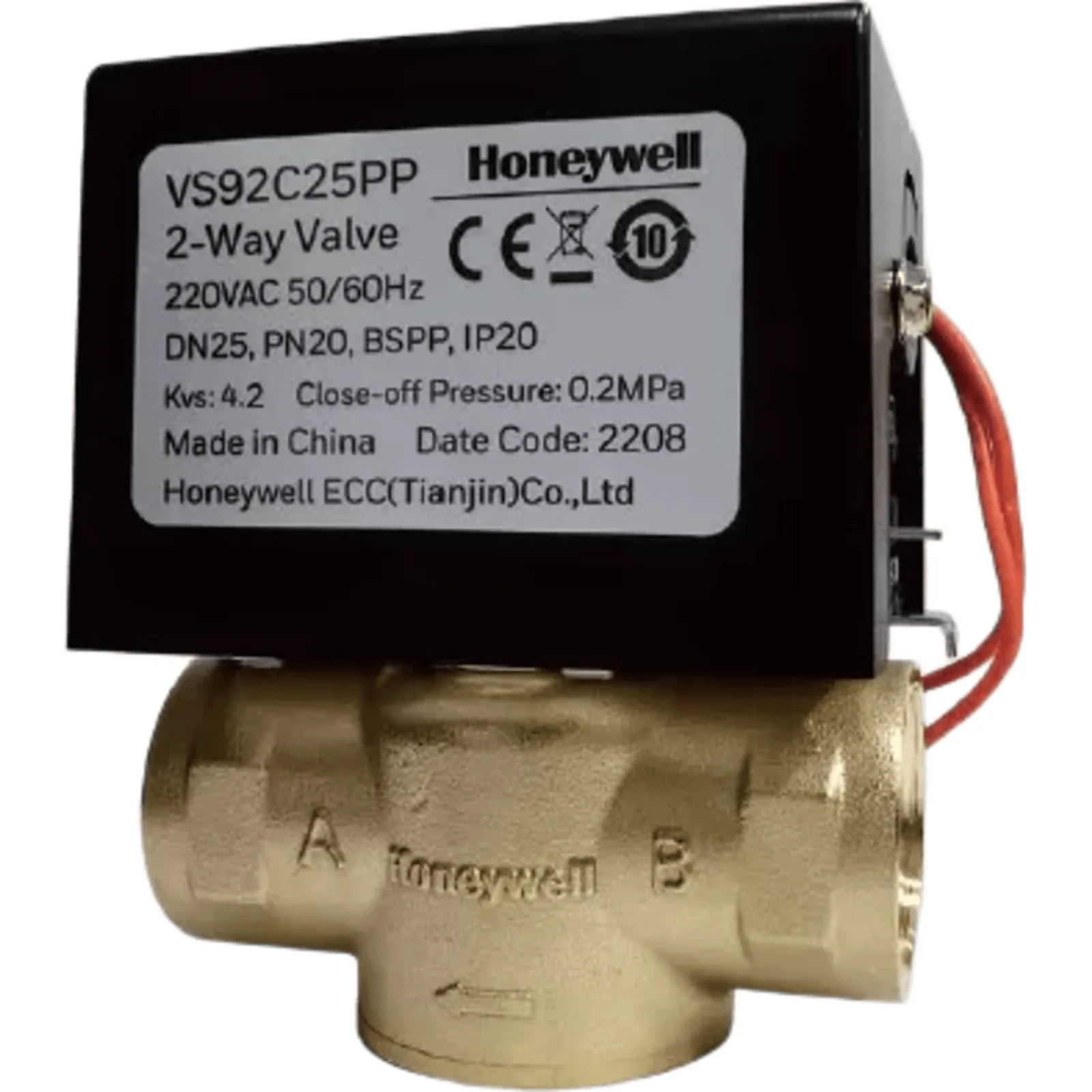 Válvula de control eléctrica de 3 vías tipo bola para fan coil, 220 V CA, DN15 (1/2"), conexión NPT