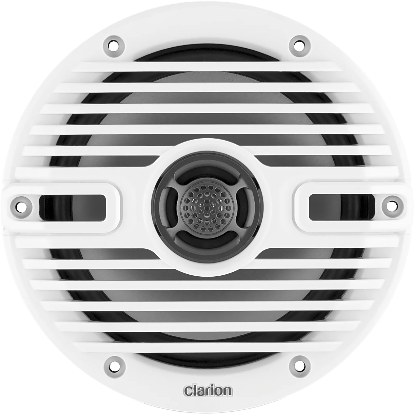 Altavoces náuticos Clarion® CMS 6.5" / 30 W RMS / 4 Ohmios / 87 dB / 55 Hz-20 KHz / RGB LED / Blanco y Negro Clásico