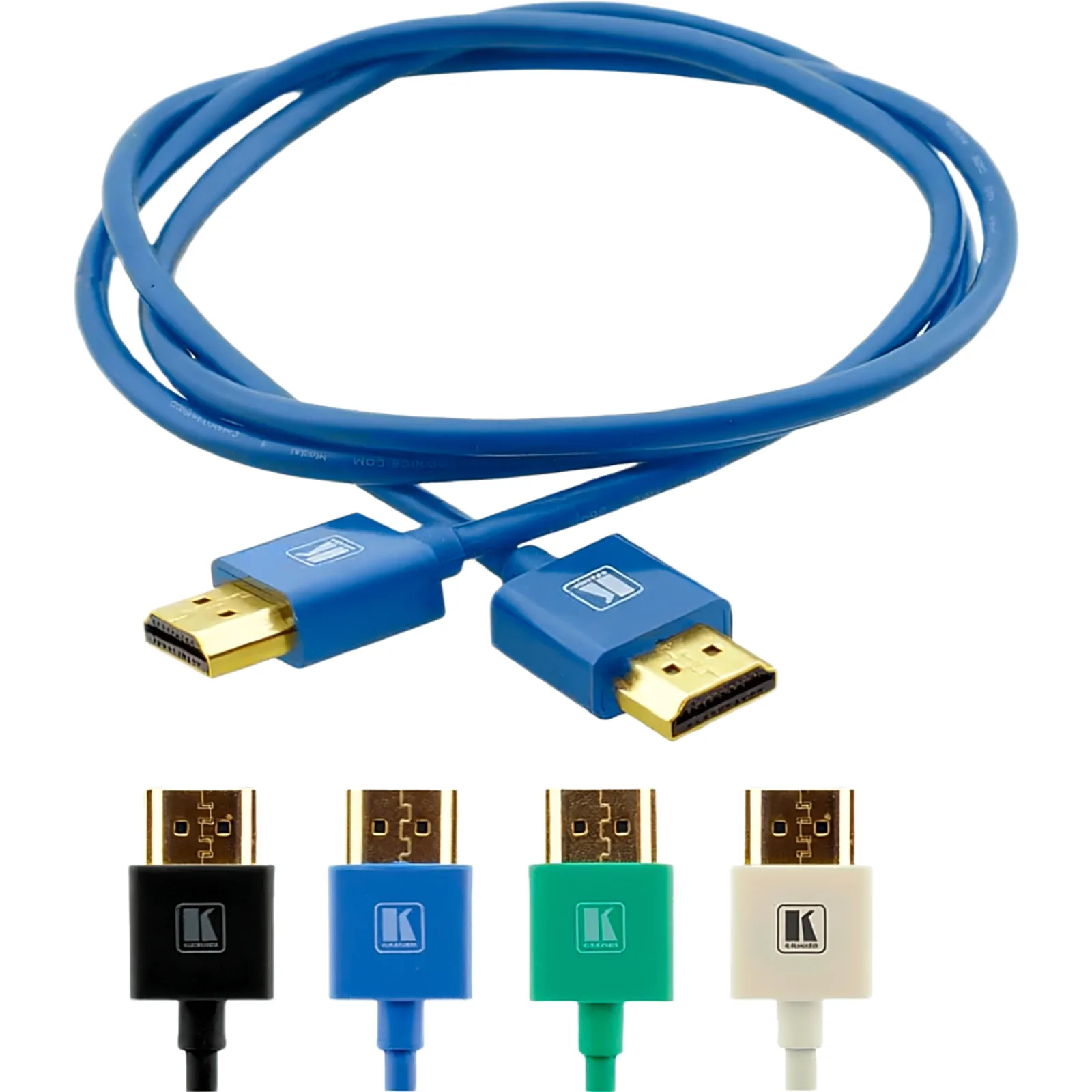 Cable HDMI Ultra Delgado Alta Velocidad con Ethernet | 4K@60Hz (4:2:0) | 18Gbps | Conector HDMI Delgado 16 mm (0.63 in) | Radio de Curvatura 36 mm (1.42 in) | Triple Blindaje | Conectores Chapados en Oro 24K | 3 mts | Azul