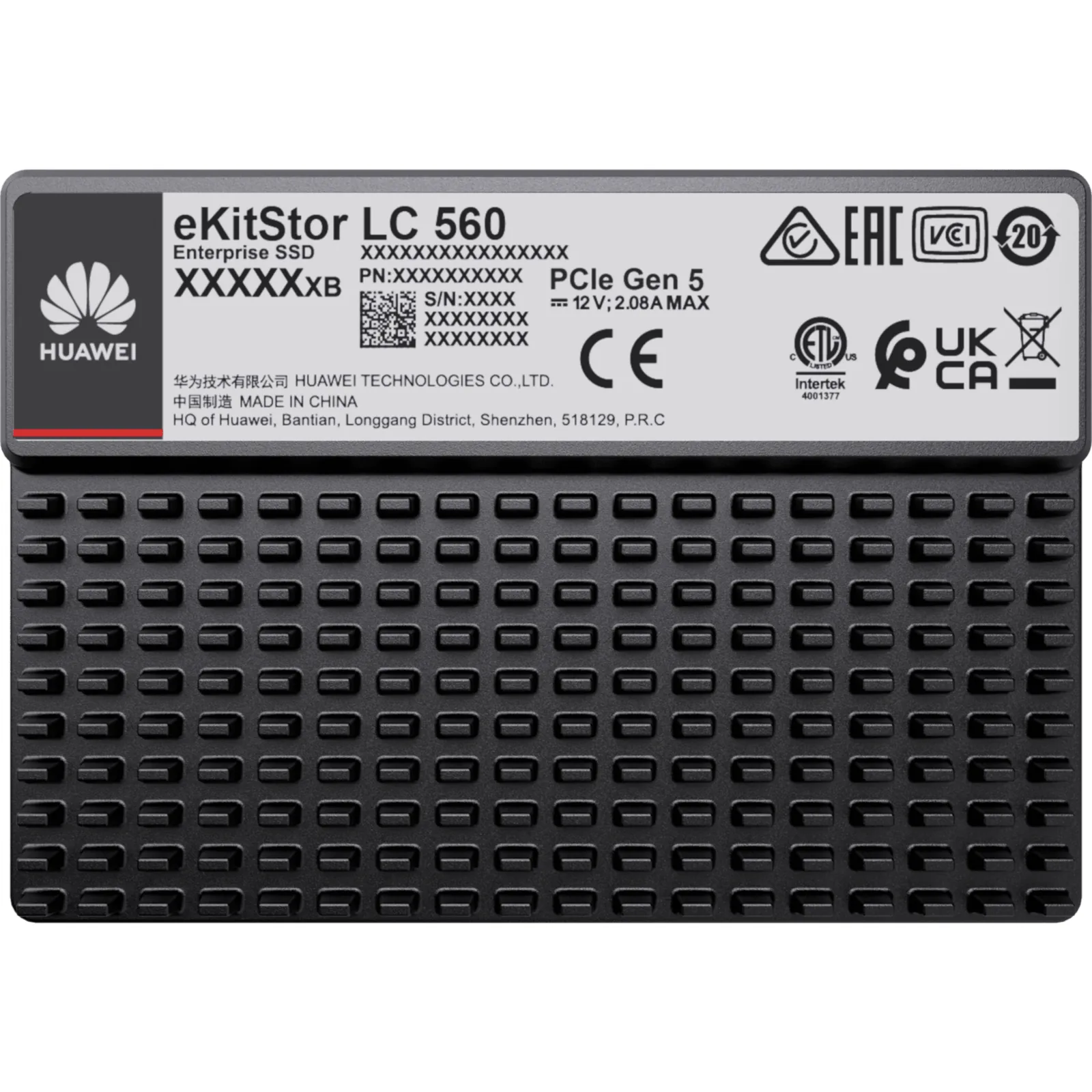 Unidad de Estado Sólido (SSD Huawei eKitStor LC 560) Empresarial de 15.36 TB / NVM2 2.0 / U.2 de 2.5'' / PCle 5.0 x4 / 14,800 MB/s Lectura / 4,500 MB/s Escritura / Entrenamiento de IA y Almacenamiento Masivo de Datos