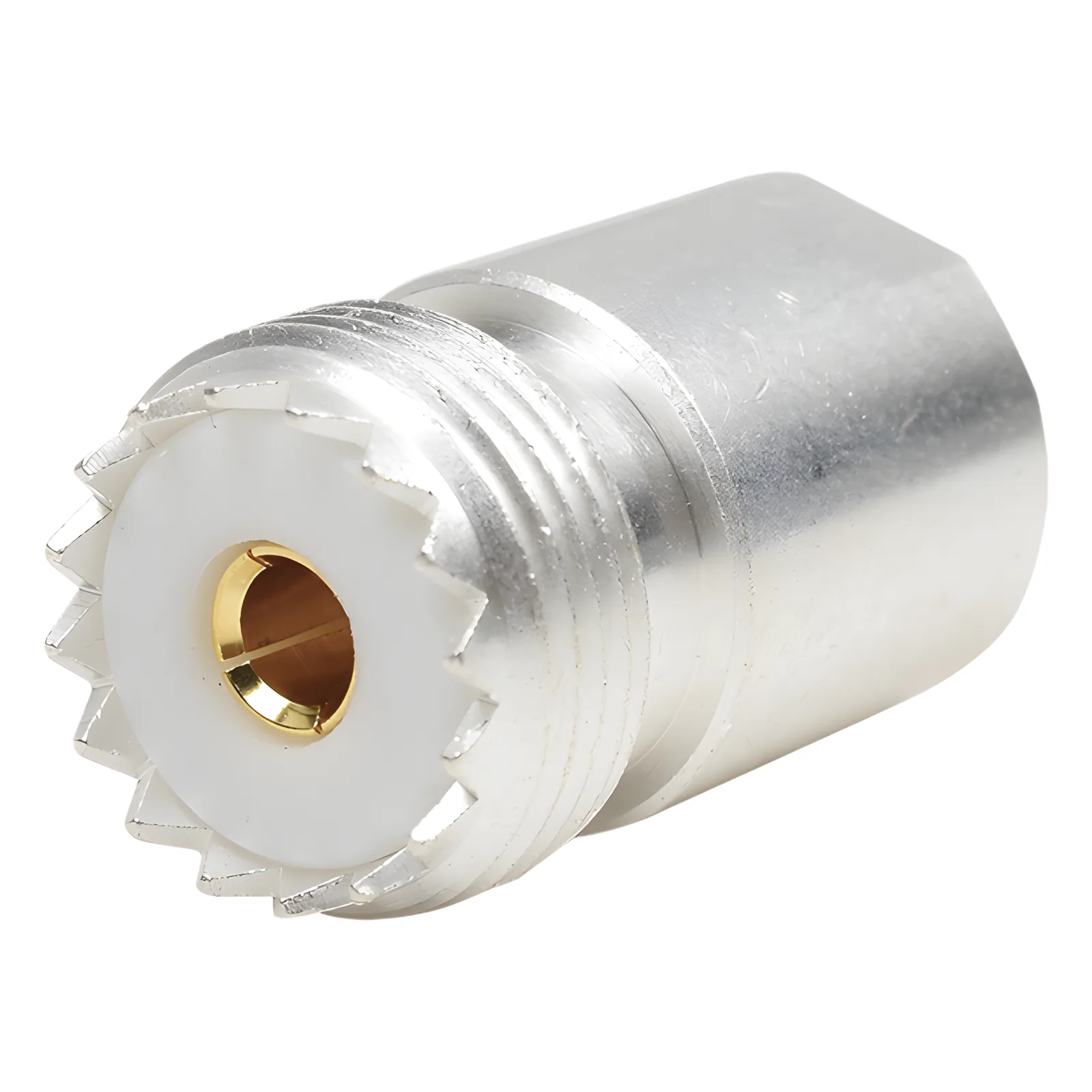 Adaptador UNIDAPT Hembra a UHF Hembra (SO-239). Plata-Oro-Teflón.