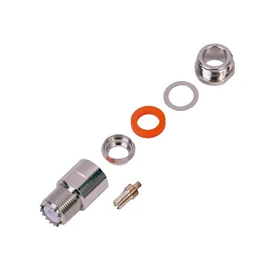 Conector UHF Hembra (SO-239) para Cables RG-8/U (8237), RG-213/U (8267), RG-214 (8268), Niquel/ Plata/ Teflón.