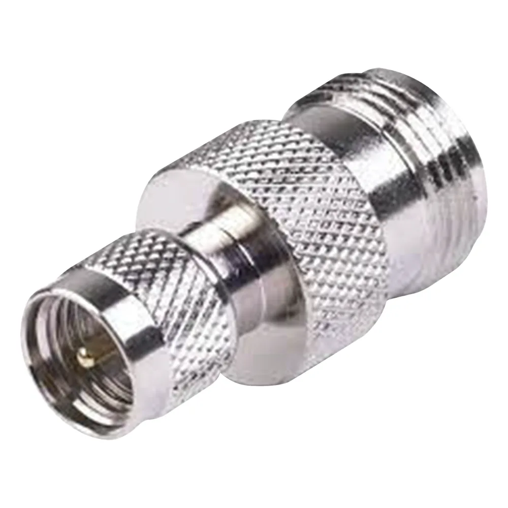 Adaptador en Línea, de Conector Mini-UHF Macho a N Hembra, Níquel/ Oro/ Teflón.