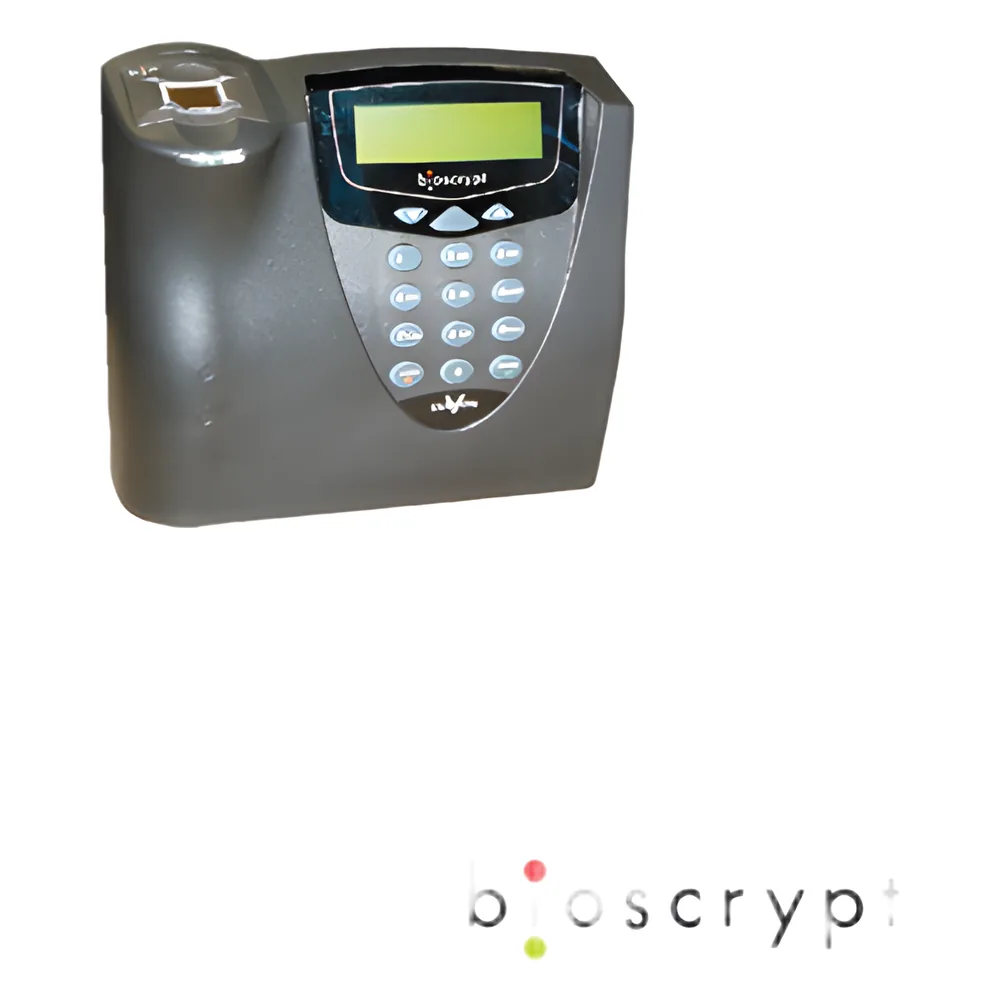 Lector biométrico de huella dactilar con teclado.