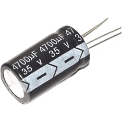 Capacitor Electrolítico de Aluminio, Radial de 4700 µFd, 35 Vcc, 105 °C, 18 x 36 mm.