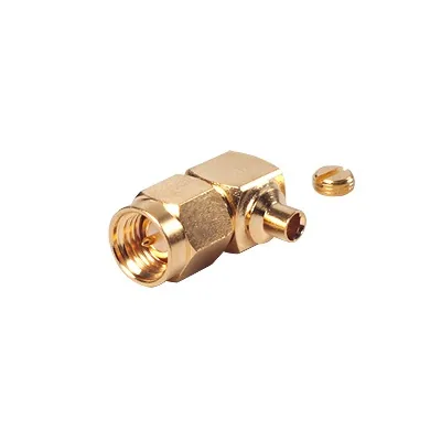 Conector SMA Macho en A/R para cable Semi-Rígido de 0.085" de Diámetro , Oro/ Oro/ Teflón..