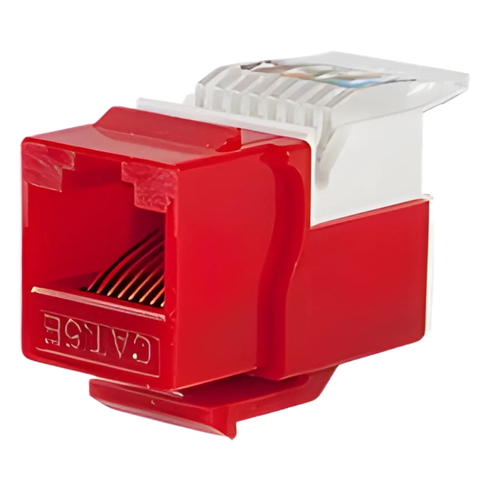 Módulo Jack Keystone Cat5e sin Herramienta (toolless) para faceplate - Color Rojo