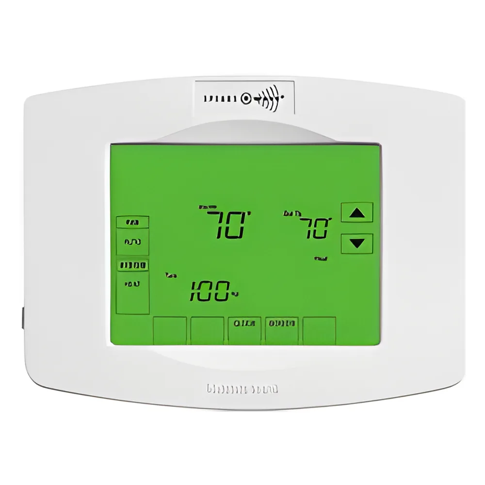 Termostato inteligente Z-Wave con programación de 7 días y hasta 4 periodos diarios, compatible con paneles Honeywell Vista y Lynx Touch vía Total Connect