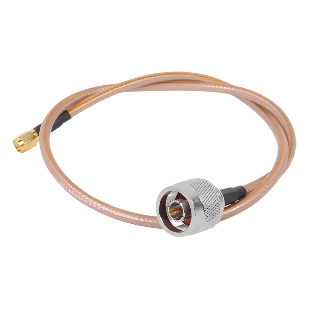 Cable de 100 cm (39.37 Pulgadas) Tipo RG-142/U con Conectores N Macho y SMA Macho Inverso (Hasta 8 GHz).