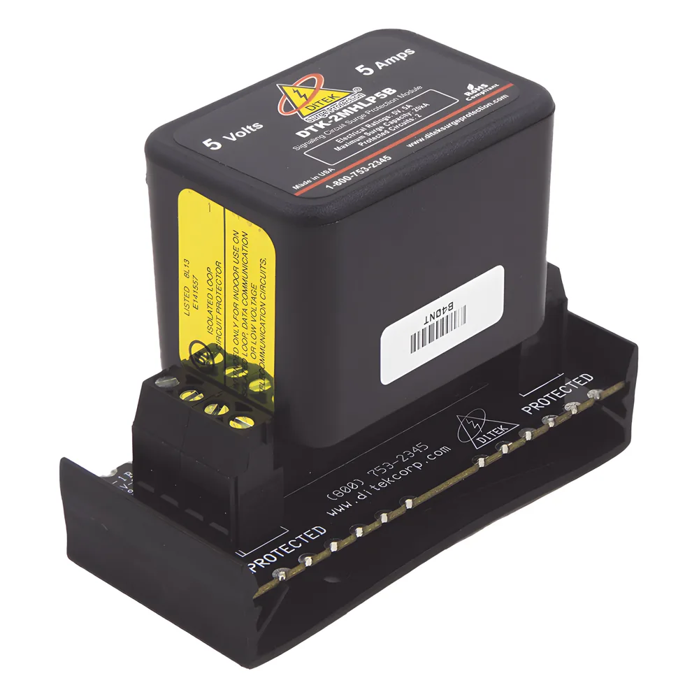 Protector modular para 2 pares, campo reemplazable, con base, circuito de 5 V