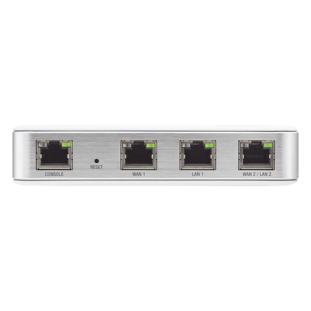 Router UniFi puertos Ethernet Gigabit, desempeño de 1 Mpps, hasta 100 dispositivos en LAN, bloqueo de tráfico por categoría, administración desde la nube