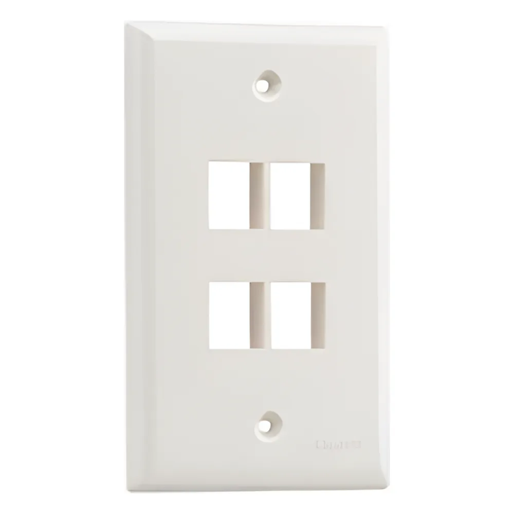 Placa de Pared Vertical, Salida Para 4 Puertos Keystone, Color Marfil