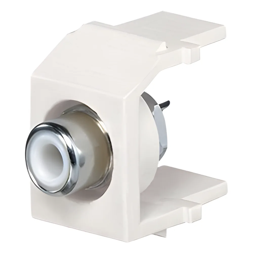 Conector RCA Tipo Keystone, con RCA para Soldar Color Blanco y Módulo Blanco