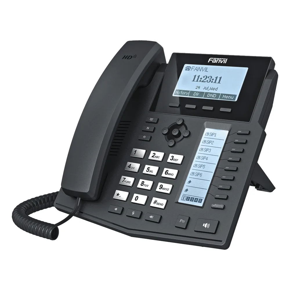 Teléfono IP Empresarial Para 6 Líneas SIP con Voz HD con 2 Pantallas LCD, 8 teclas BLF y Conferencia de 3 vías con Soporte Para PoE