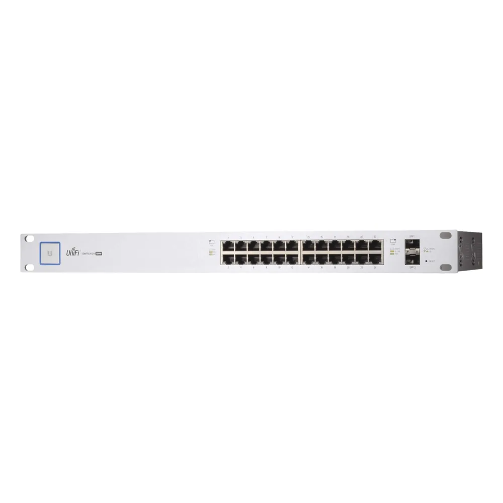 Switch PoE UniFi capa 2 Administrable de 26 puertos Gigabit (24 eth PoE y 2 SFP) 802.3 af/at / Pasivo 24V, 500 Watts, throughput de 38.69 Mpps