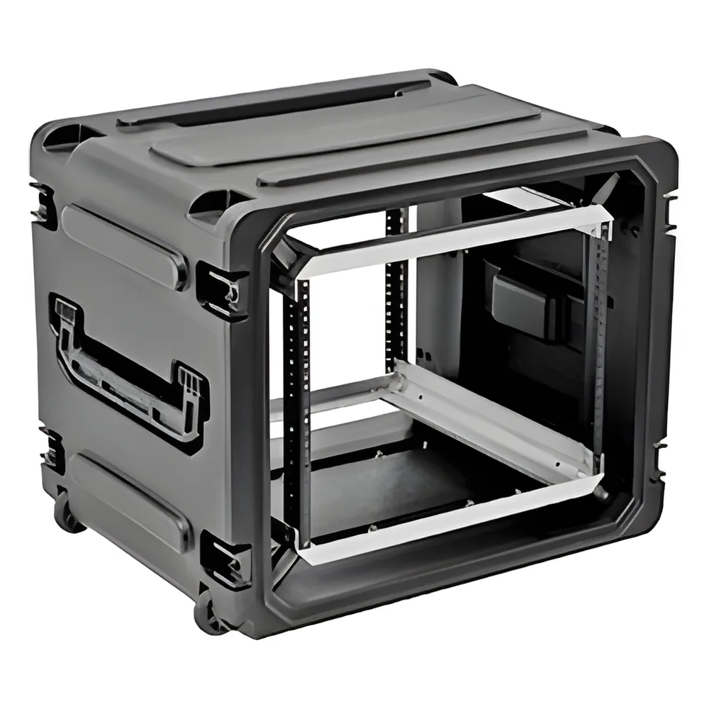 Gabinete Plástico Móvil con Amortiguador con Rack de 19" 12 Unidades.