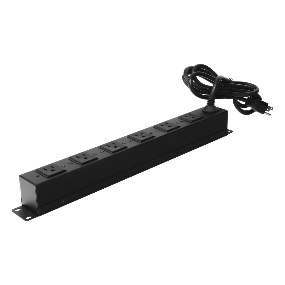 Tomacorriente multiple horizontal para rack de 19in, 6 contactos (THE0040092001001)