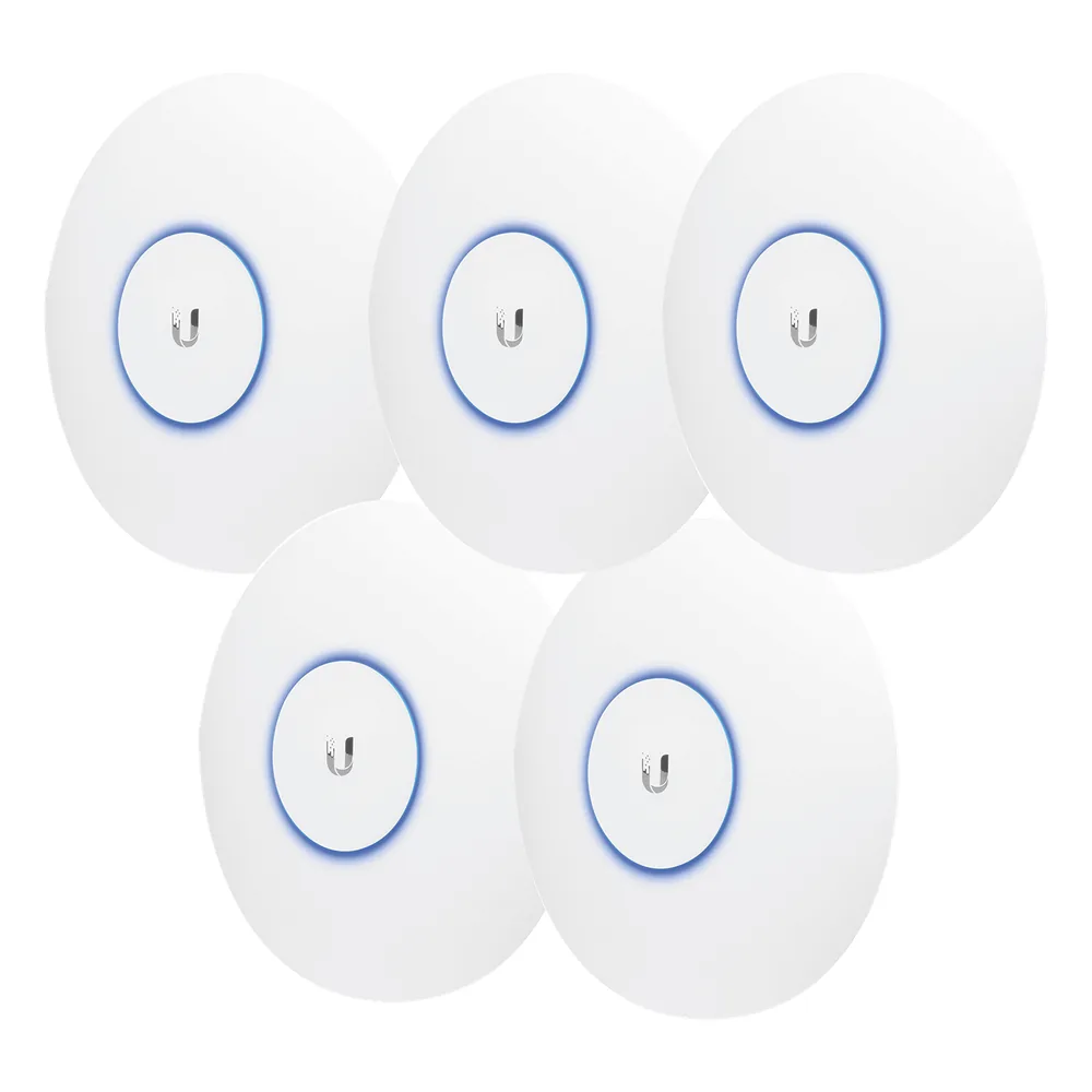 Paquete de 5 Access Point UniFi doble banda 802.11ac MIMO 3X3 para interior, PoE af/at, soporta 250 clientes, Hasta 1.3 Gbps
