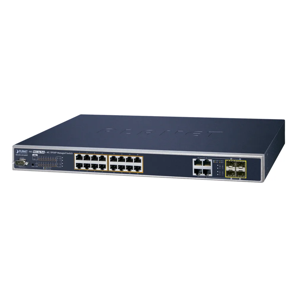 Switch Administrable 16 puertos 10/100/1000 802.3at PoE 230W y 4 puertos GigabitTP/SFP Combo