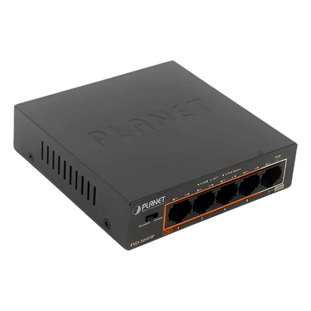 Switch PoE+ 802.3af/at Distancia 250 m, 4 Puertos, 1 Puerto 10/100 de Uplink