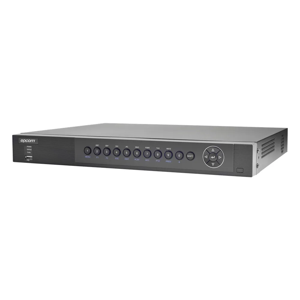 DVR 3 Megapixel / 16 Canales TURBOHD + 2 Canales IP / 2 Bahias de Disco Duro / H.264+ / 4 Canales de Audio / 16 Entradas de Alarma