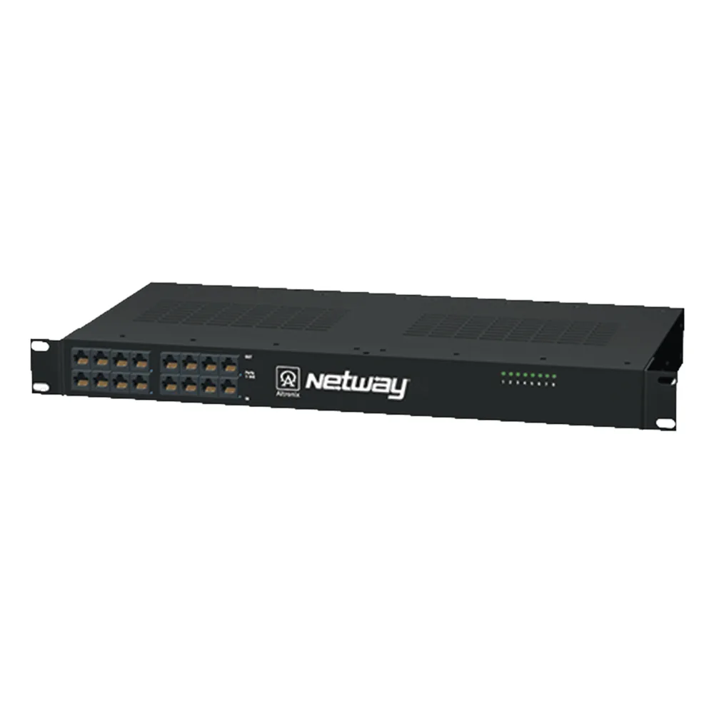 Midspan de 8 puertos, montaje en rack de 19". Ofrece alimentación PoE a los dispositivos alcanzando distancias de hasta 600m.