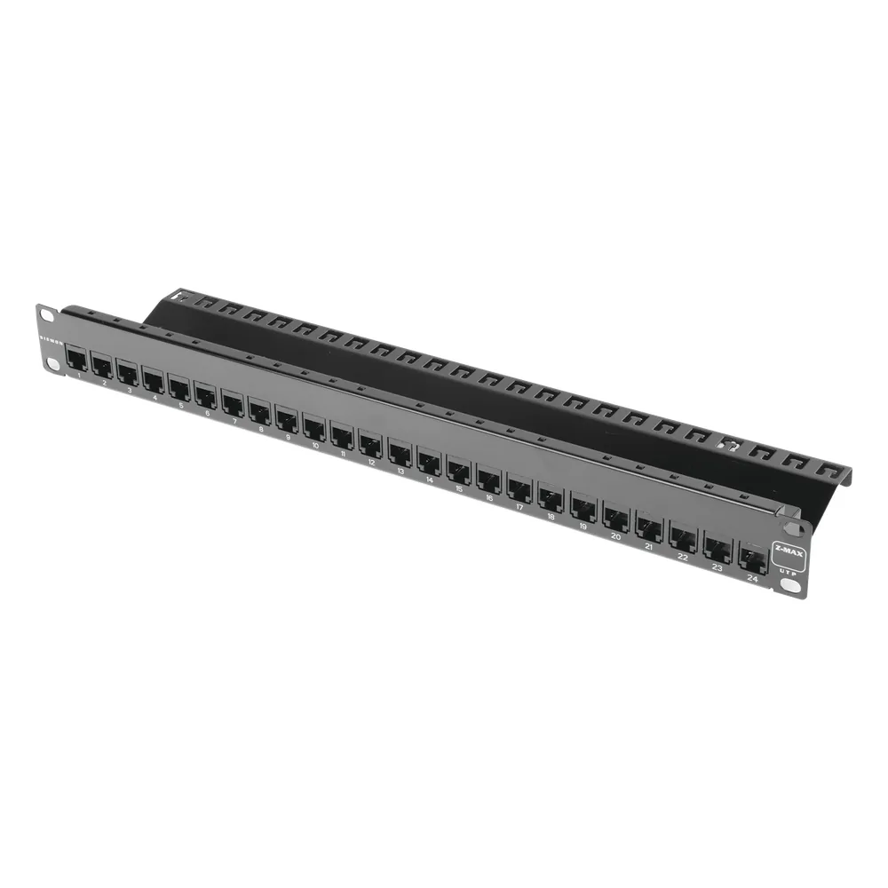 Patch Panel ZMAX with Jack UTP CAT6A 24 Port 1U Black