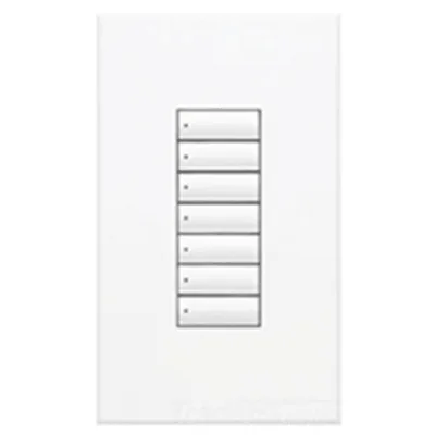 Teclado de pared seeTouch QS de 7 botones con retroiluminación y LED de estado, estilo insert, alimentado por QS Link, color blanco, para GRAFIK Eye QS, Sivoia QS y Quantum